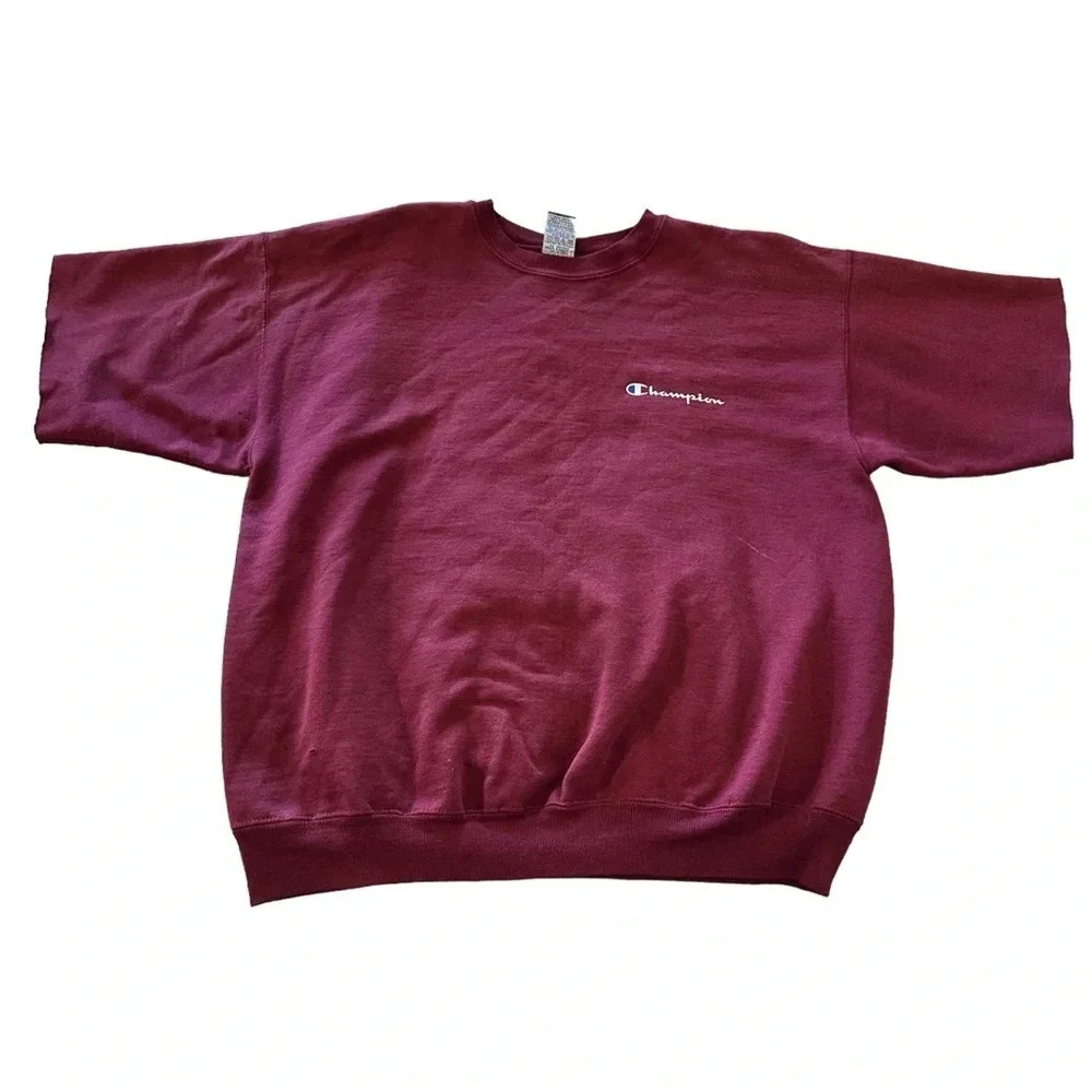 Champion vintage distressed sweatshirt, maroon size large